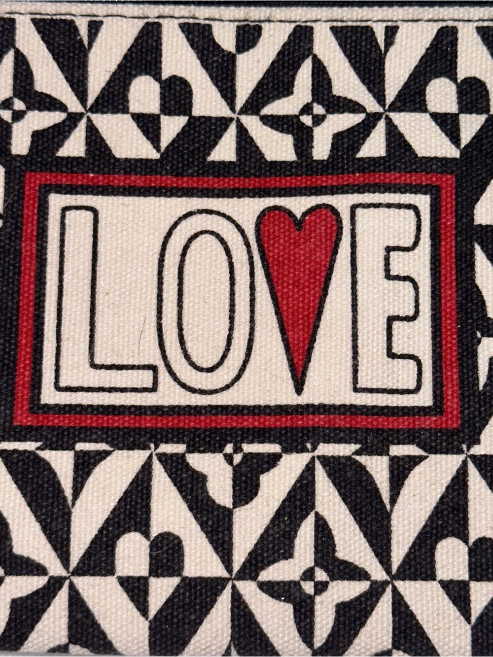 Brighton Black & White LOVE Pattern Zip Pouch Cosmetics School Organizer Bag - Picture 2 of 5